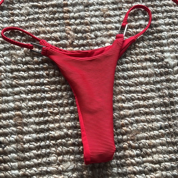 Red Thong 2 piece bikini swim suit sexy red set size Small like new - Picture 2 of 6